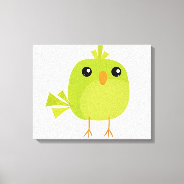 Green Bird Cartoon   Canvas Print (Front)
