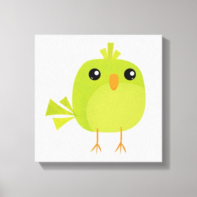 Green Bird Cartoon   Canvas Print (Front)