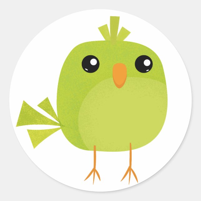 Green Bird Cartoon  Classic Round Sticker (Front)