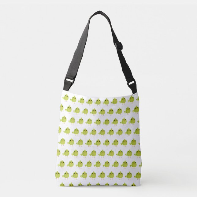 Green Bird Cartoon   Crossbody Bag (Front)
