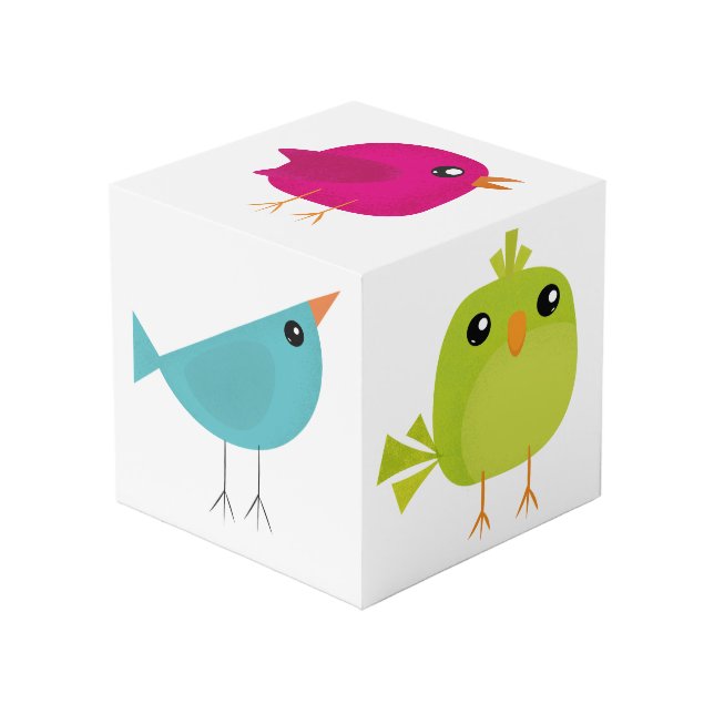 Green Bird Cartoon   Cube (Front Angled)