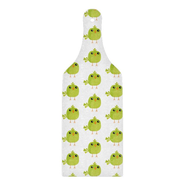 Green Bird Cartoon   Cutting Board (Front)
