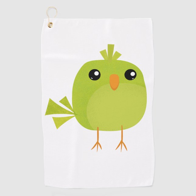 Green Bird Cartoon   Golf Towel (Front)