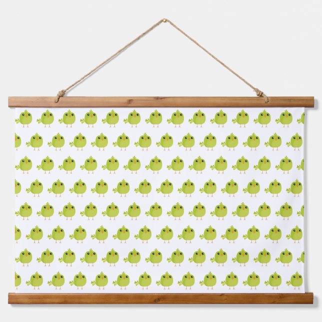 Green Bird Cartoon   Hanging Tapestry (Front)