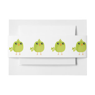 Green Bird Cartoon Invitation Belly Band