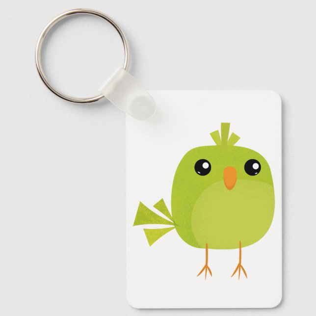 Green Bird Cartoon   Key Ring (Front)