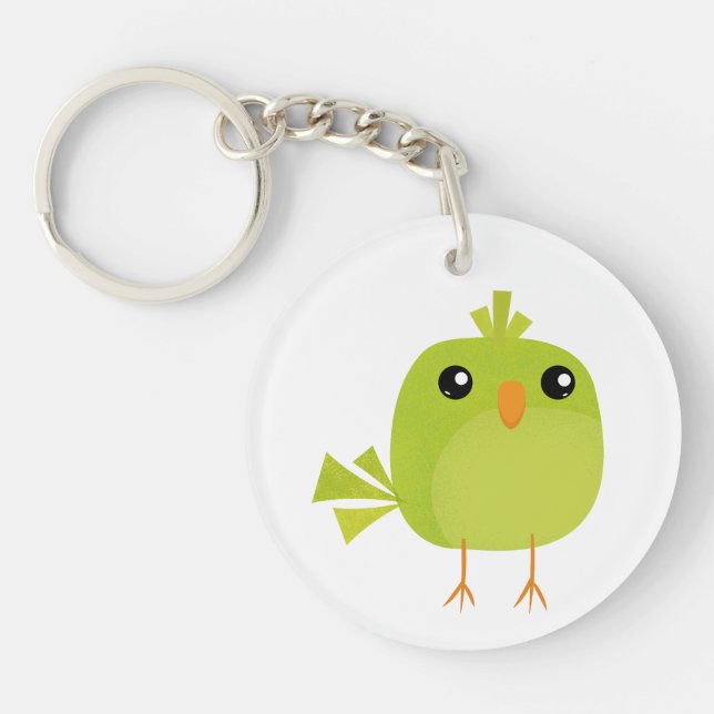 Green Bird Cartoon   Key Ring (Front)