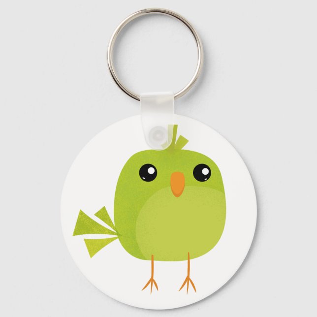 Green Bird Cartoon  Key Ring (Front)