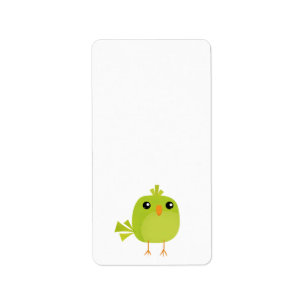 Green Bird Cartoon Label