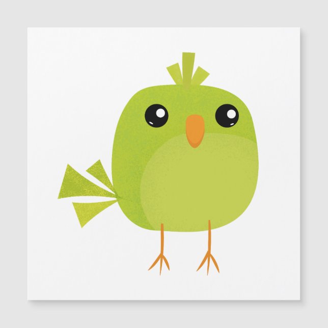 Green Bird Cartoon   Magnetic Invitation (Front)
