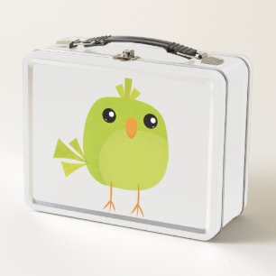 Green Bird Cartoon Metal Lunch Box