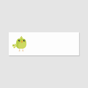 Green Bird Cartoon  Name Tag