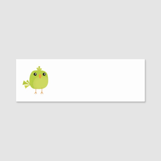 Green Bird Cartoon  Name Tag (Front)