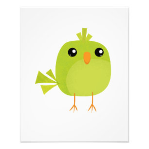 Green Bird Cartoon   Photo Print