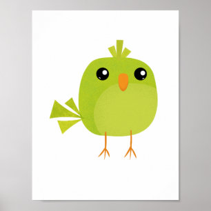 Green Bird Cartoon   Poster