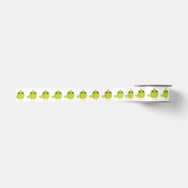 Green Bird Cartoon   Satin Ribbon (Front)