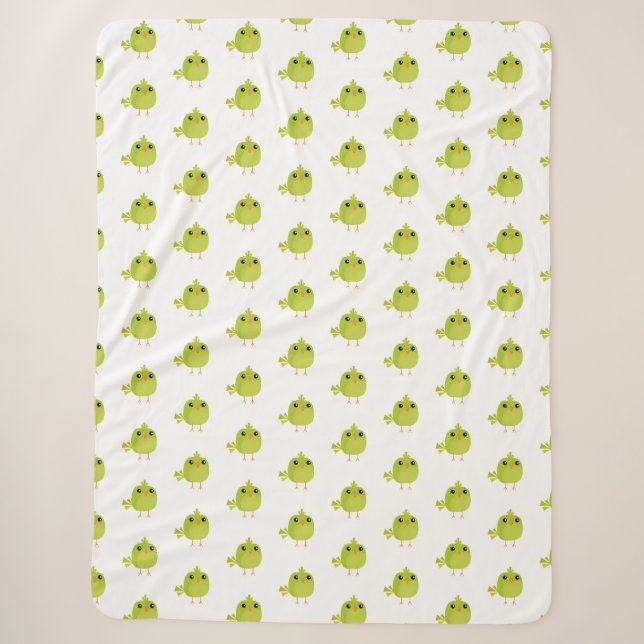 Green Bird Cartoon   Sherpa Blanket (Front)