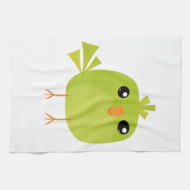 Green Bird Cartoon   Tea Towel (Horizontal)