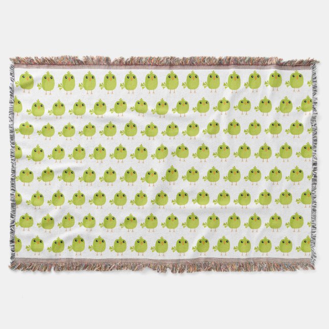 Green Bird Cartoon   Throw Blanket (Front)