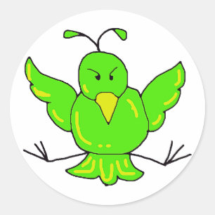 green bird classic round sticker