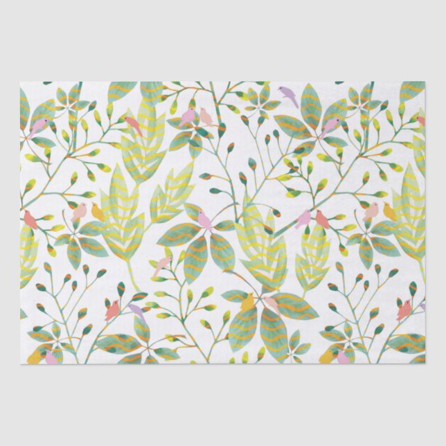 Green bird garden tissue paper (Front)