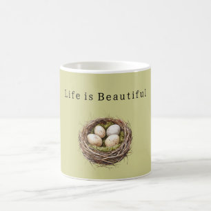 Green Bird Nest Eggs Coffee Mug
