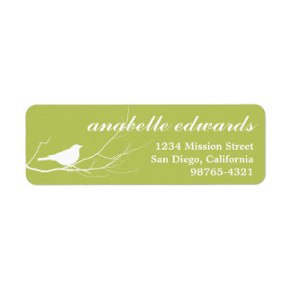 Green bird on branch modern custom return address