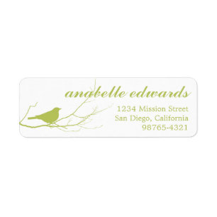 Green bird on branch modern custom return address