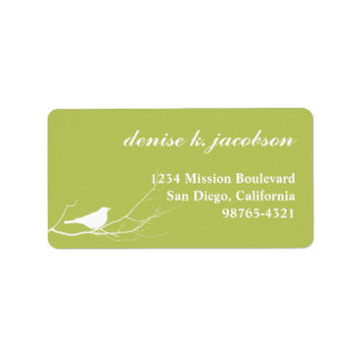 Green bird on branch modern style return address label