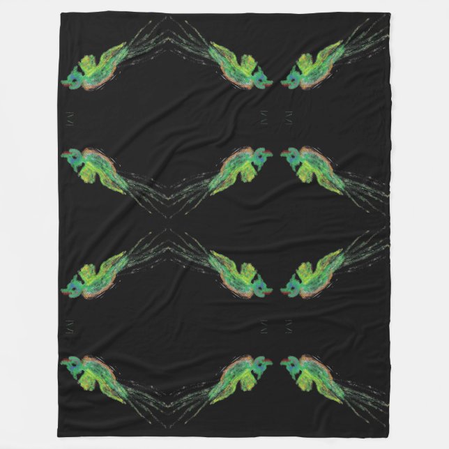 green bird painting blanket (Front)