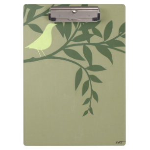 Green Bird Perched on Green Branch Clipboard