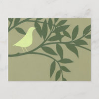 Green Bird Perched on Green Branch