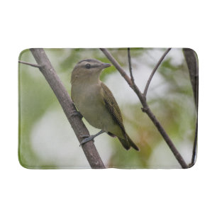 Green Bird, Red-Eyed Vireo, Canadian Photography Bath Mat