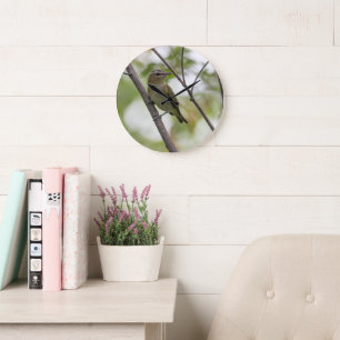 Green Bird, Red-Eyed Vireo, Canadian Photography Large Clock