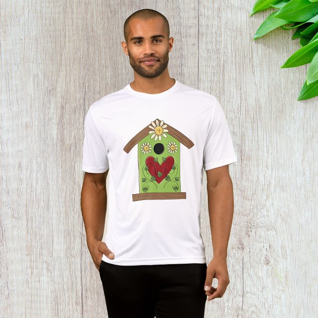 Green Birdhouse with Heart and Daisies  T-Shirt (Creator Uploaded)