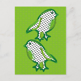 'green birds' digital painting Postcard