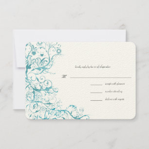 Green Birds & Swirls Wedding RSVP Response Card