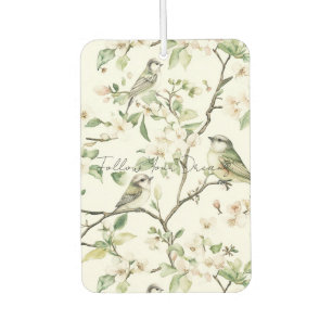 Green Birds White Flowers Tree Car Air Freshener