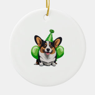Green Birthday Corgi Classic T-Shirt Ceramic Tree Decoration