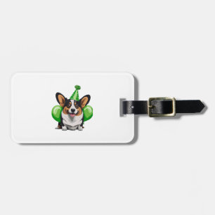 Green Birthday Corgi Classic T-Shirt Luggage Tag