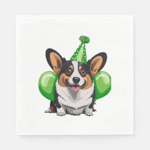 Green Birthday Corgi Classic T-Shirt Napkin