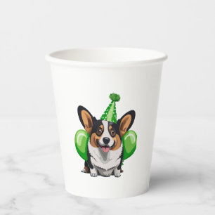 Green Birthday Corgi Classic T-Shirt Paper Cups