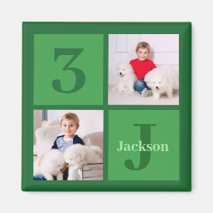 Green Birthday Photo Collage Personalised Party Magnet