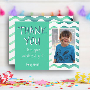 Green Birthday Thank you Kids Photo  Postcard