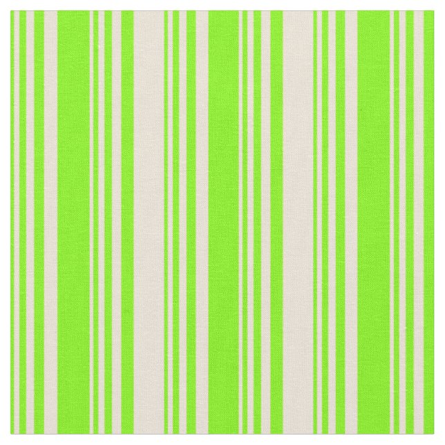 Green & Bisque Coloured Stripes Fabric (Close Up)
