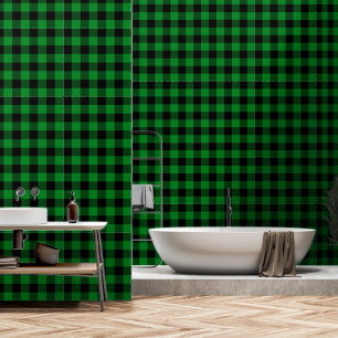 Green Black 3 Inch Lumberjack Buffalo Plaid Wallpaper