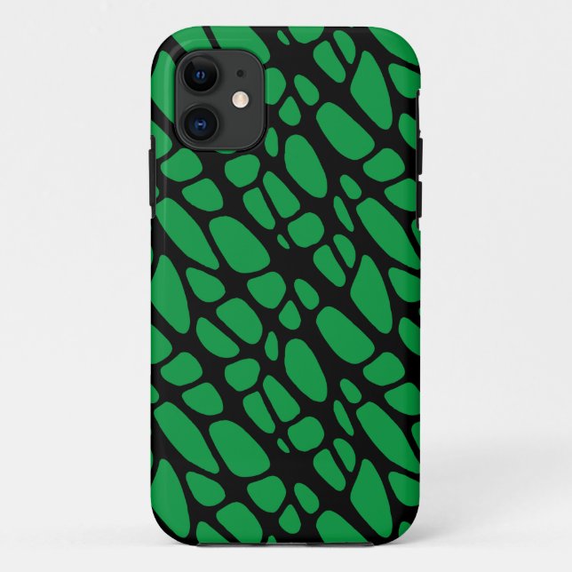 Green Black Abstract Organic Skin Pattern Case-Mate iPhone Case (Back)