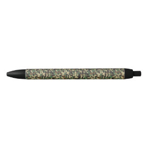 Green, black and brown camouflage pattern ink pen