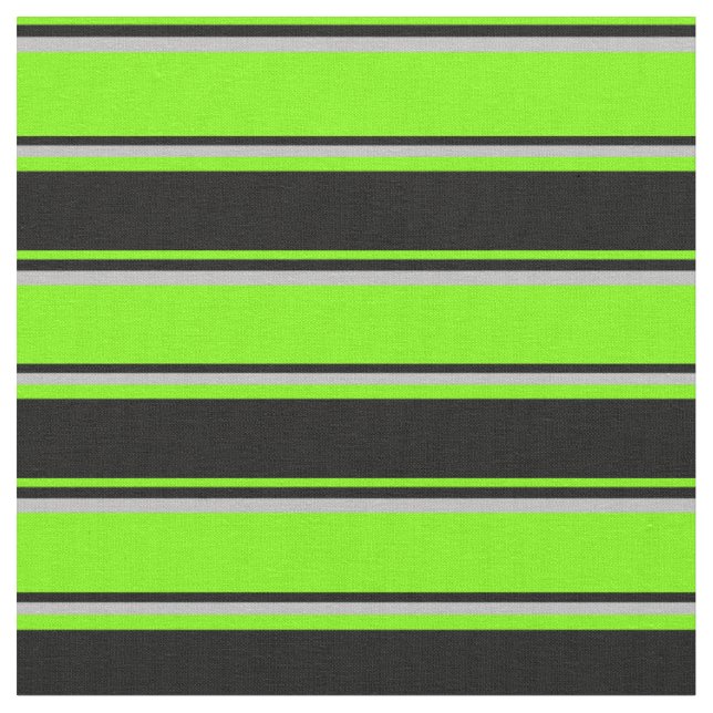 Green, Black, and Grey Coloured Stripes Fabric (Close Up)