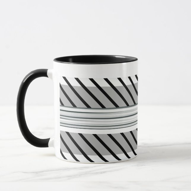 Green, Black and grey striped pattern mug (Left)